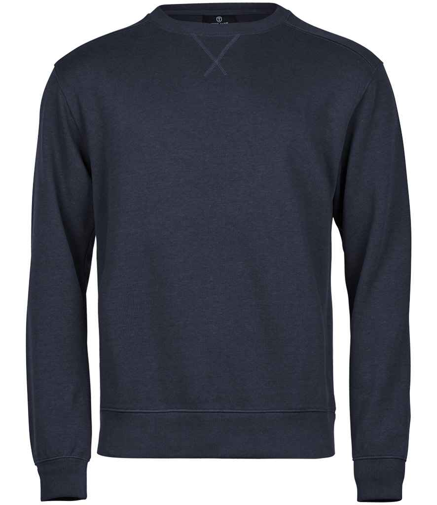 Tee Jays Tee Jays Ribbed Interlock Crew Neck Sweatshirt Navy
