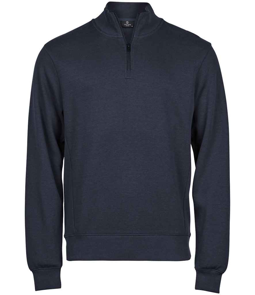 Tee Jays Tee Jays Ribbed Interlock Half Zip Sweatshirt Navy
