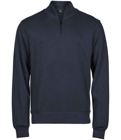Tee Jays Tee Jays Ribbed Interlock Half Zip Sweatshirt Navy