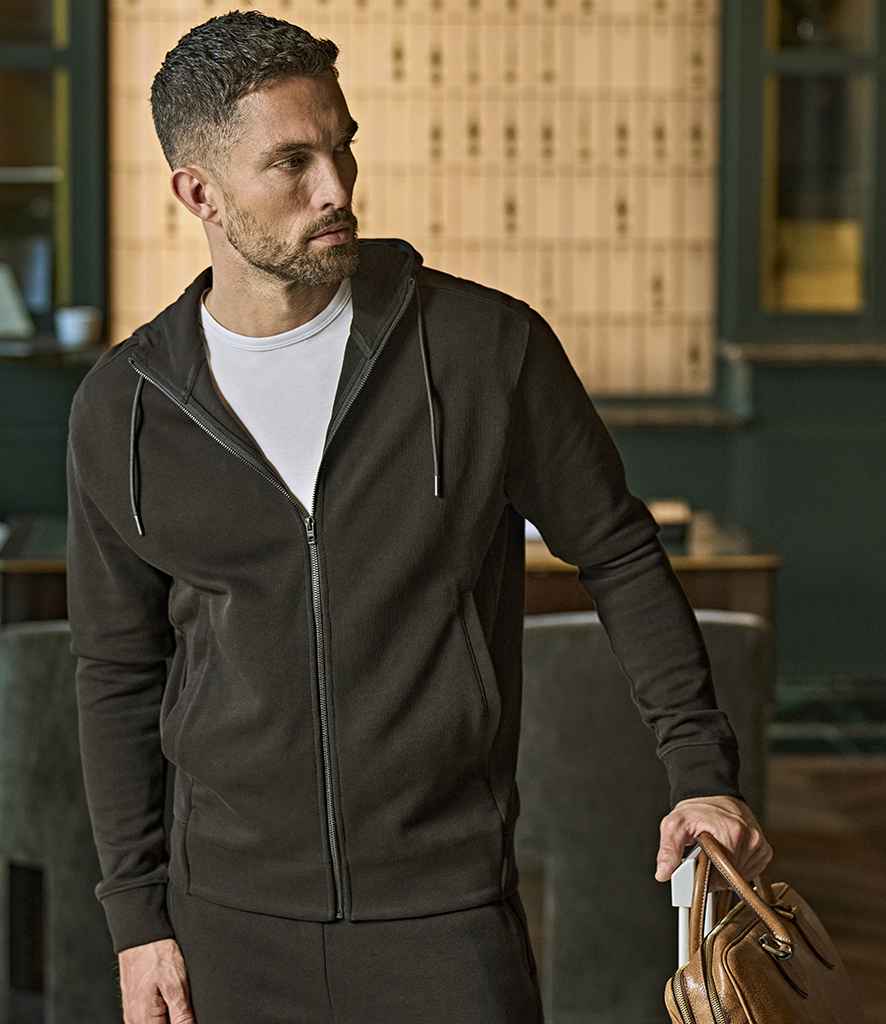 Tee Jays Tee Jays Ribbed Interlock Full Zip Hooded Sweatshirt