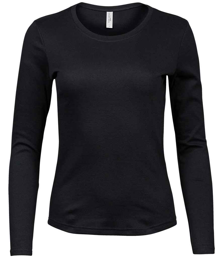 Tee Jays Ladies Long Sleeve Interlock T-Shirt in Black