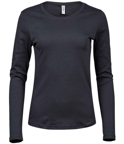 Tee Jays Tee Jays Ladies Long Sleeve Interlock T-Shirt Dark Grey