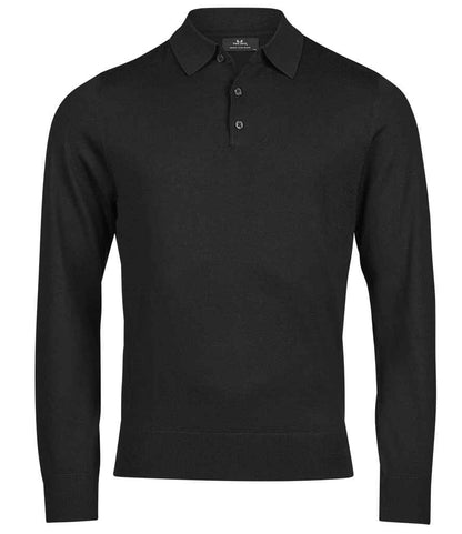 Tee Jays Knitted Polo Shirt in Black