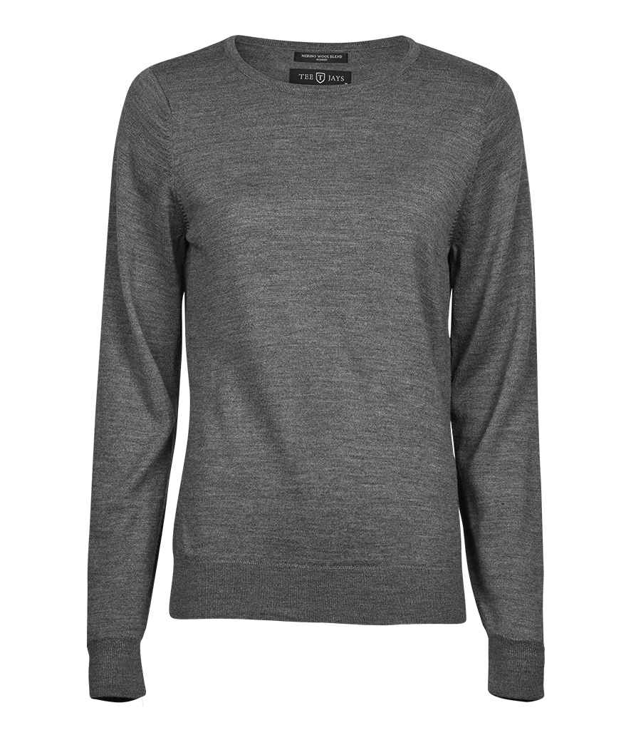 Tee Jays Ladies Crew Neck Sweater in Grey Melange