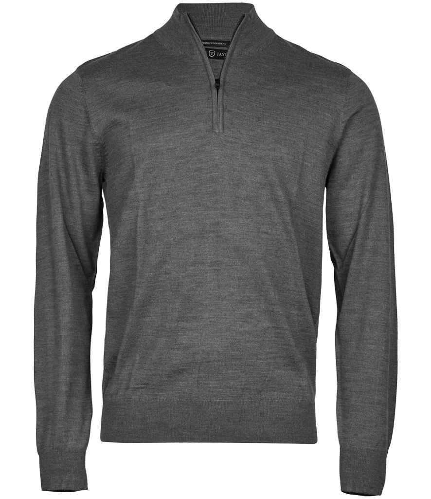Tee Jays Half Zip Sweater in Grey Melange