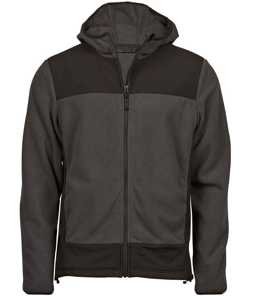 Tee Jays Mountain Hooded Fleece Jacket in Asphalt/Black