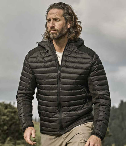Tee Jays Tee Jays Crossover Hooded Padded Outdoor Jacket Black/Black Melange