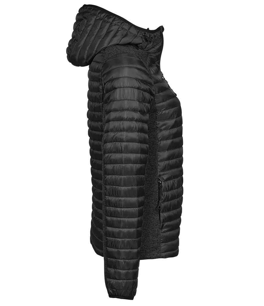 Tee Jays Tee Jays Ladies Crossover Hooded Padded Outdoor Jacket Black/Black Melange