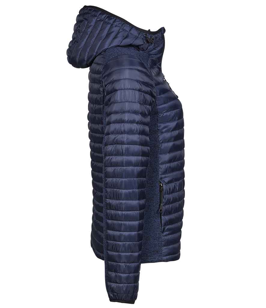 Tee Jays Tee Jays Ladies Crossover Hooded Padded Outdoor Jacket Navy/Navy Melange