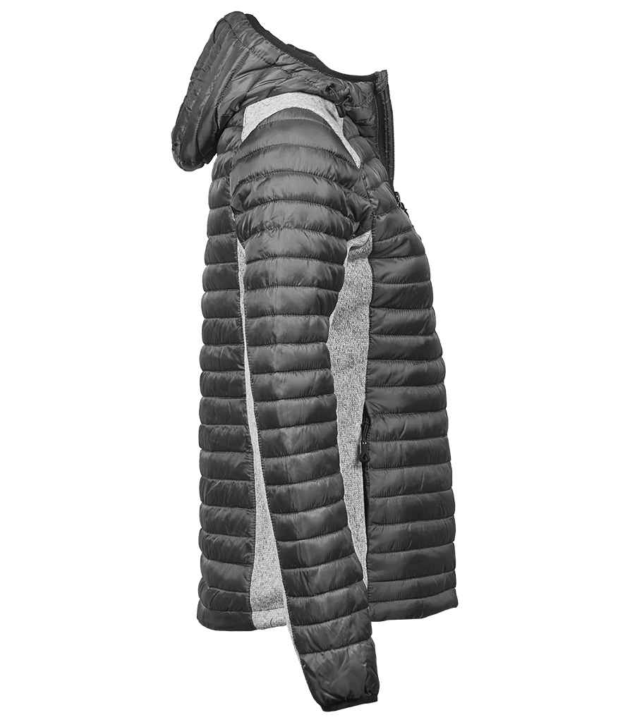 Tee Jays Tee Jays Ladies Crossover Hooded Padded Outdoor Jacket Space Grey/Grey Melange