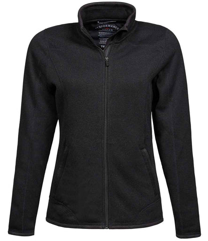 Tee Jays Ladies Knitted Outdoor Fleece Jacket in Black