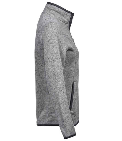 Tee Jays Tee Jays Ladies Knitted Outdoor Fleece Jacket Grey Melange