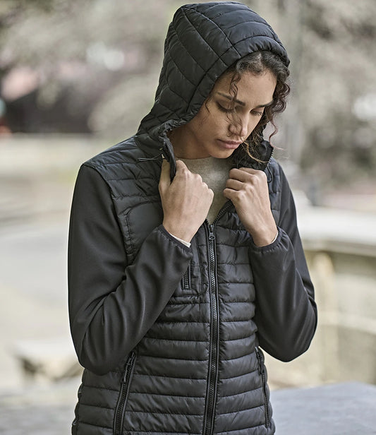 Tee Jays Ladies Crossover Hooded Jacket - Black/Black - Model