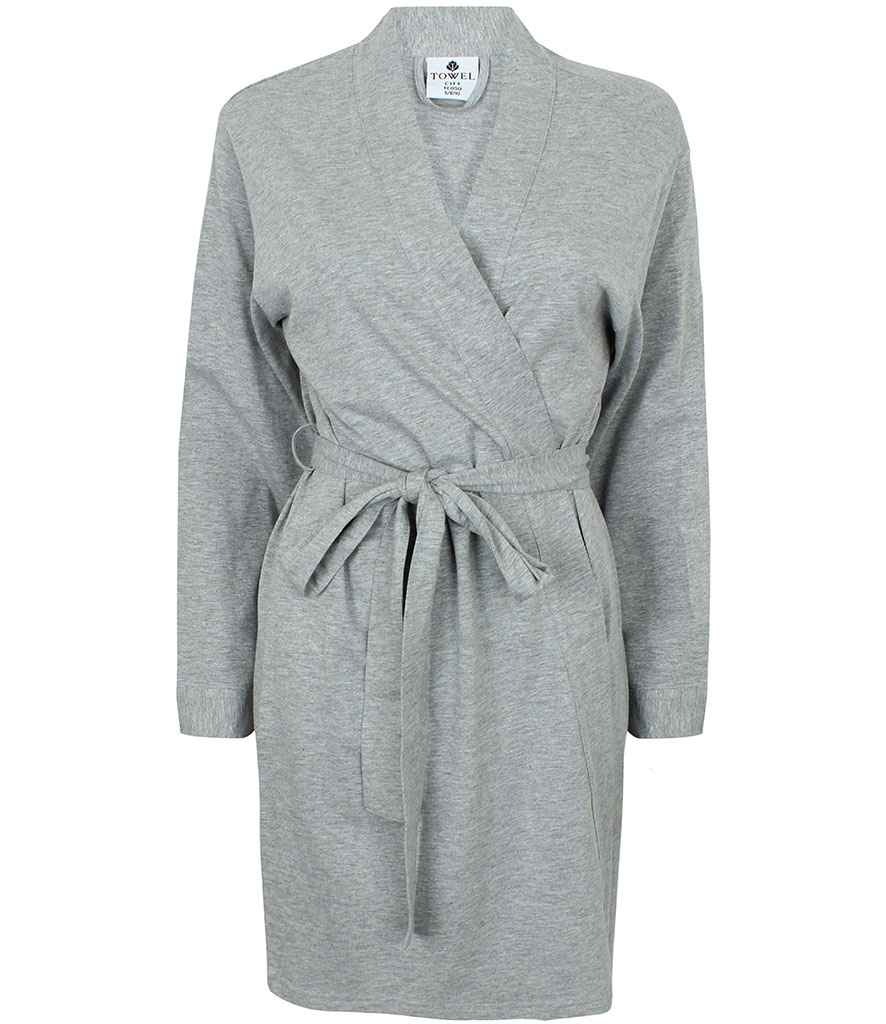 Towel City Ladies Cotton Wrap Robe in Heather Grey