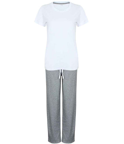 Towel City Long PJ's in a Bag in White/Heather Grey