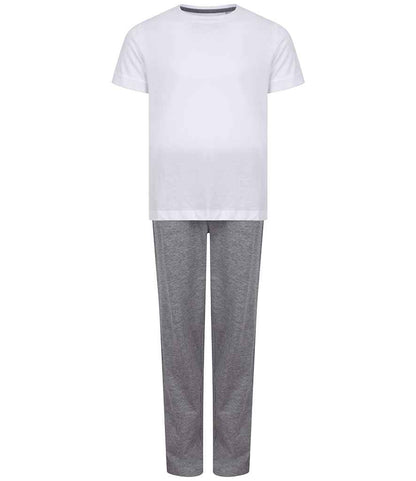 Towel City Kids Long PJ's in White/Heather Grey