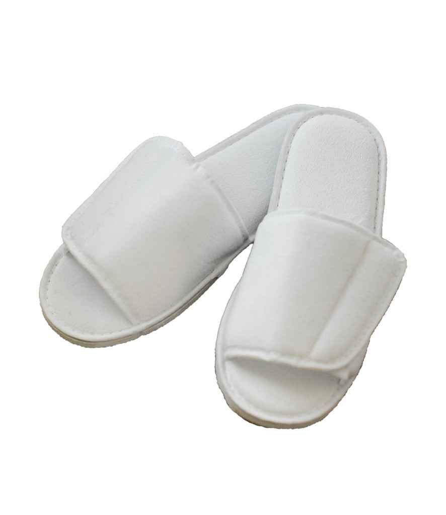 Towel City Open Toe Slippers in White