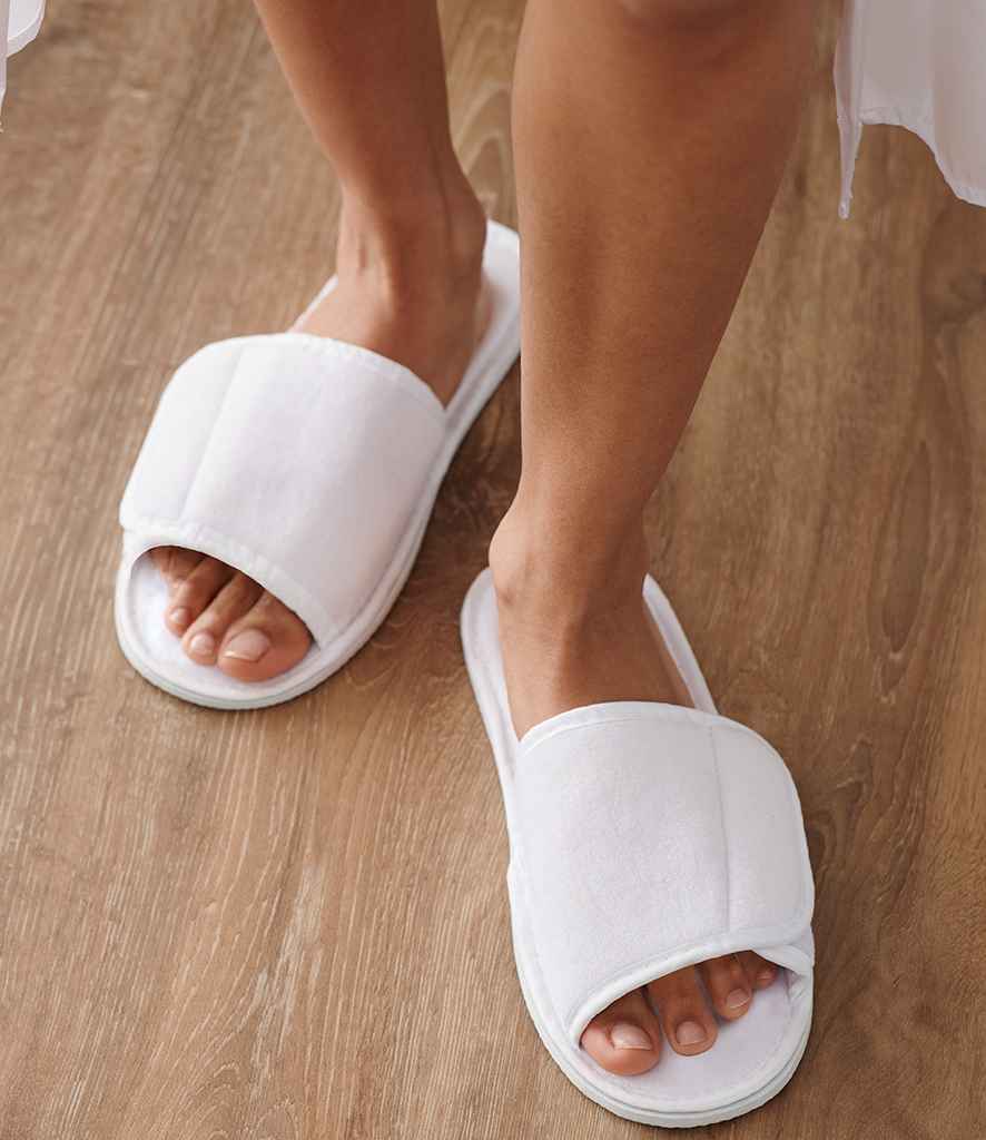 Towel City Open Toe Slippers - White