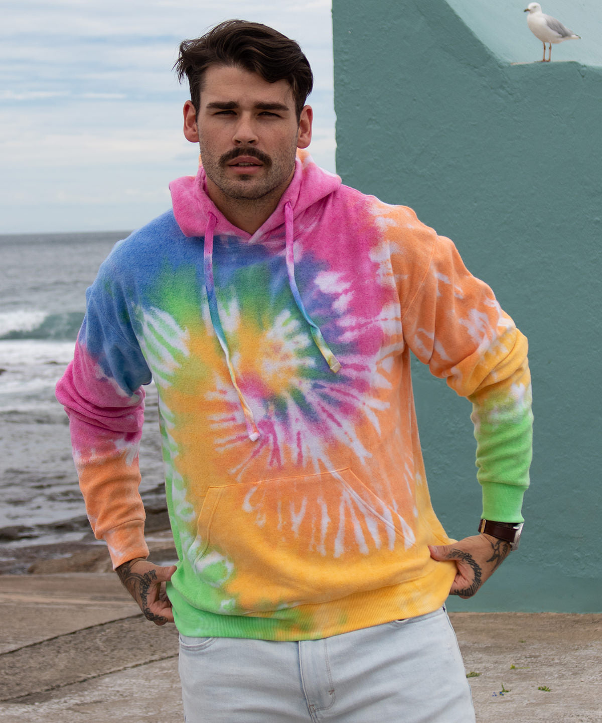 Colortone Rainbow tie-dye hoodie Blue Ocean