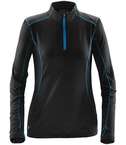 Stormtech Ladies Pulse Fleece Pullover Zip Neck Top in Black/Electric Blue