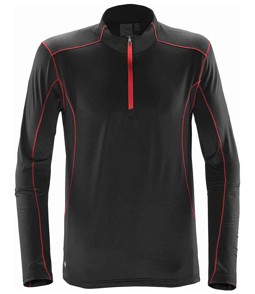 Stormtech Pulse Fleece Pullover Zip Neck Top in Black/Bright Red