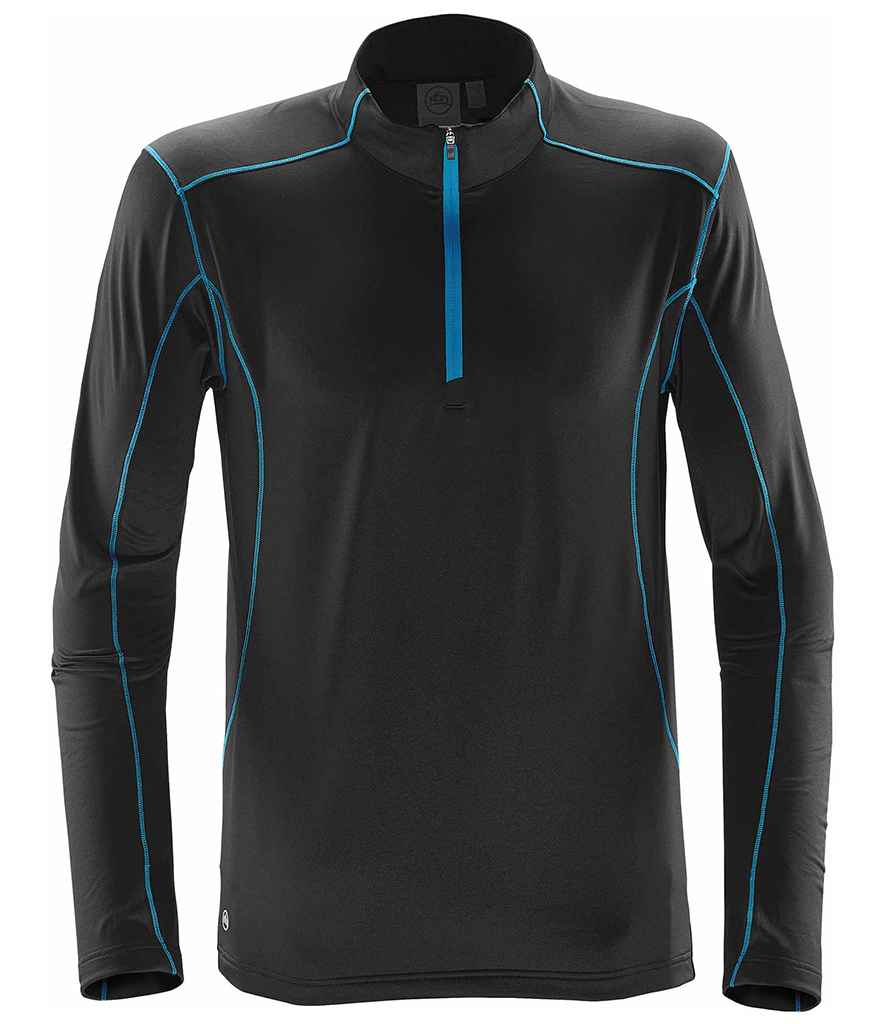 Stormtech Pulse Fleece Pullover Zip Neck Top in Black/Electric Blue