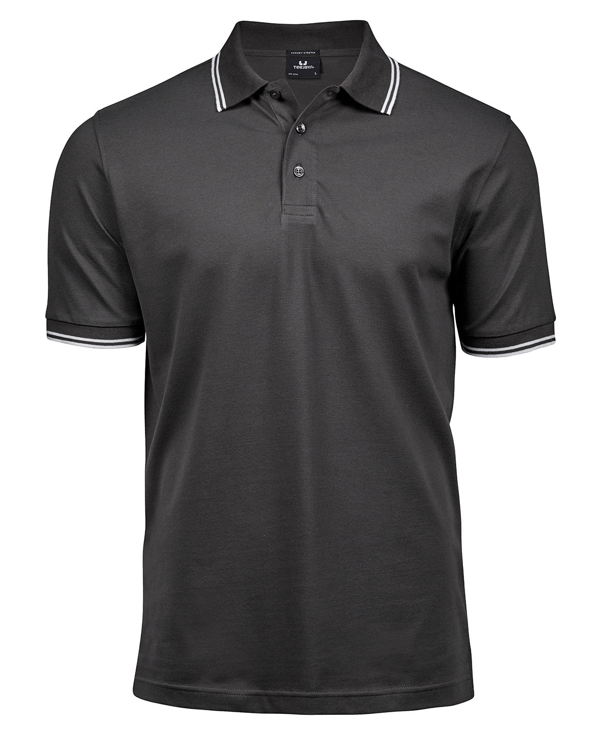 Tee Jays Luxury stripe stretch polo (1407) Dark Grey/White
