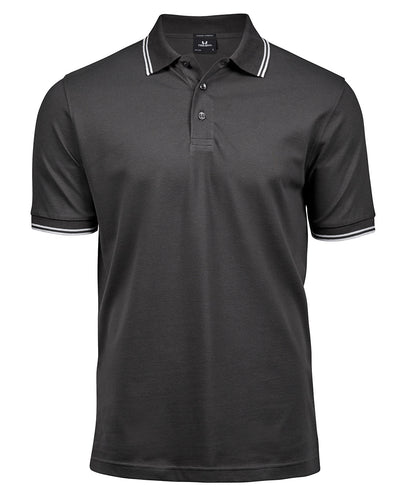 Tee Jays Luxury stripe stretch polo (1407) Dark Grey/White