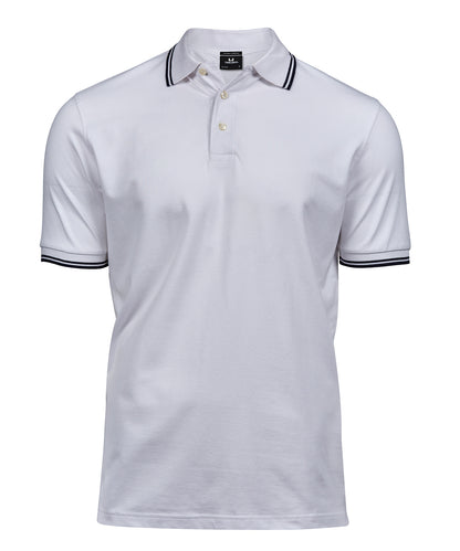 Tee Jays Luxury stripe stretch polo (1407) White/Navy
