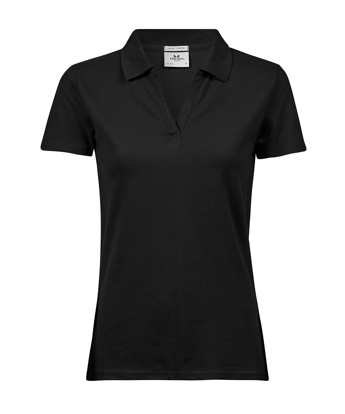 Tee Jays Women’s luxury stretch v-neck polo (1409) Black