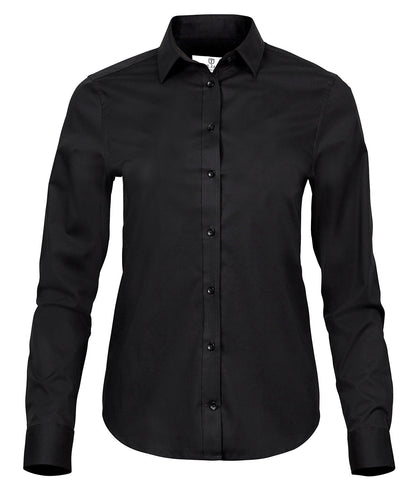 Tee Jays Women’s stretch luxury shirt (4025) Black