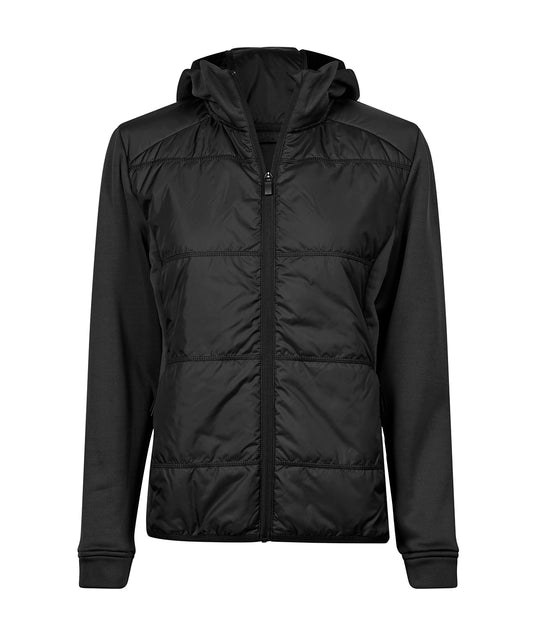 Tee Jays Women’s hybrid-stretch hooded jacket (9113) Black/Black