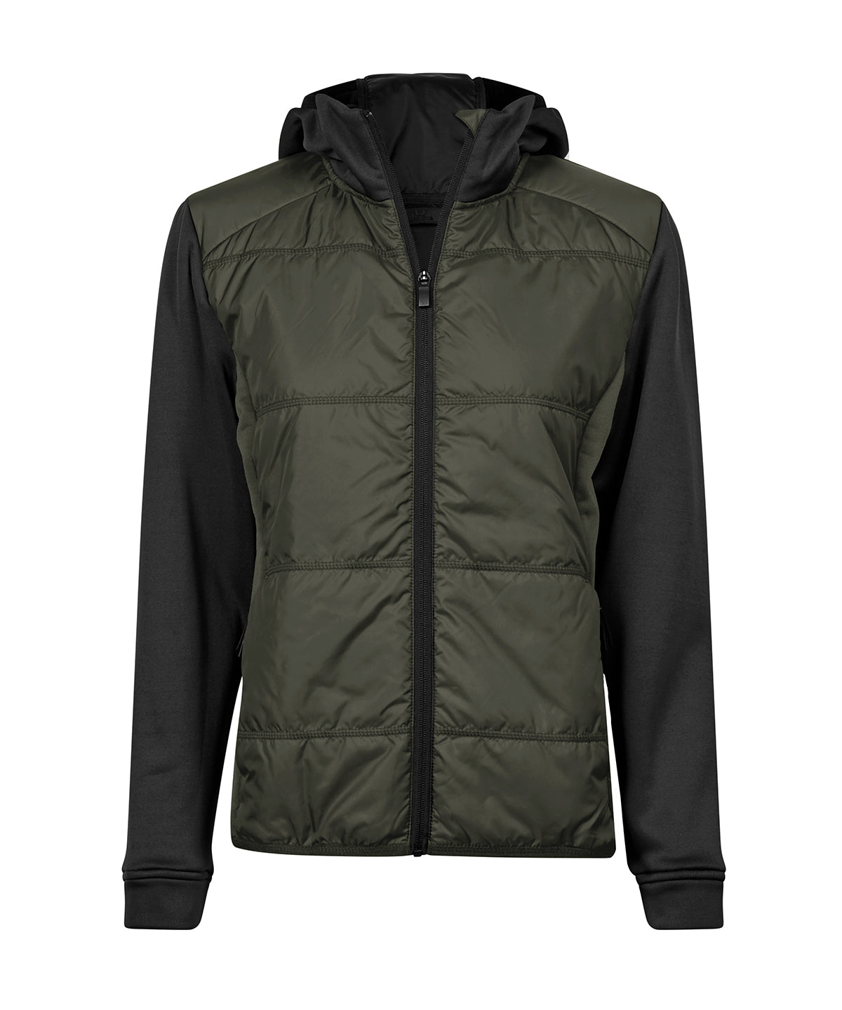 Tee Jays Women’s hybrid-stretch hooded jacket (9113) Deep Green/Black