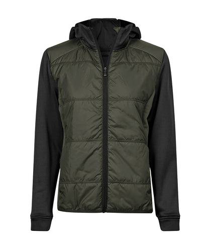Tee Jays Women’s hybrid-stretch hooded jacket (9113) Deep Green/Black