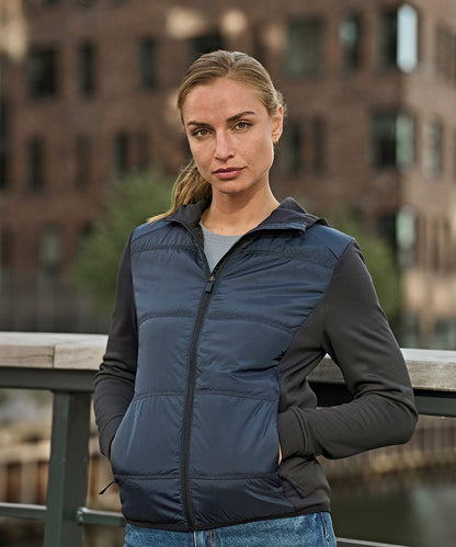 Tee Jays Women’s hybrid-stretch hooded jacket (9113) Black/Black