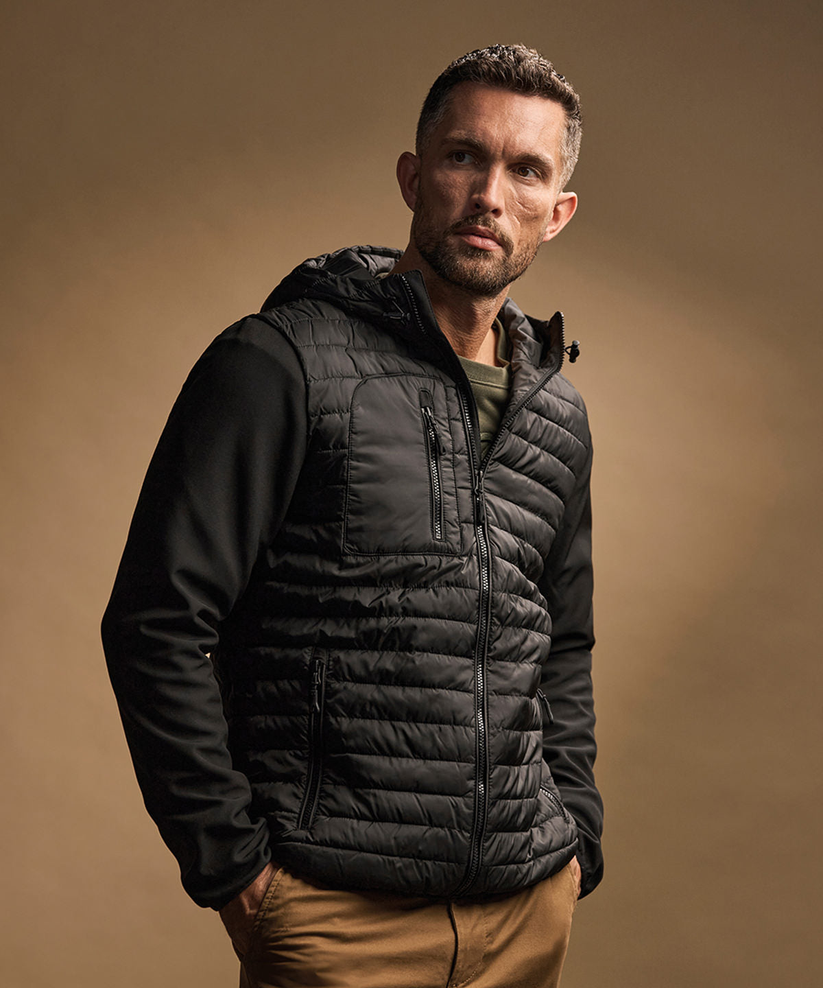 Tee Jays Hooded crossover jacket (9628) Black/Black