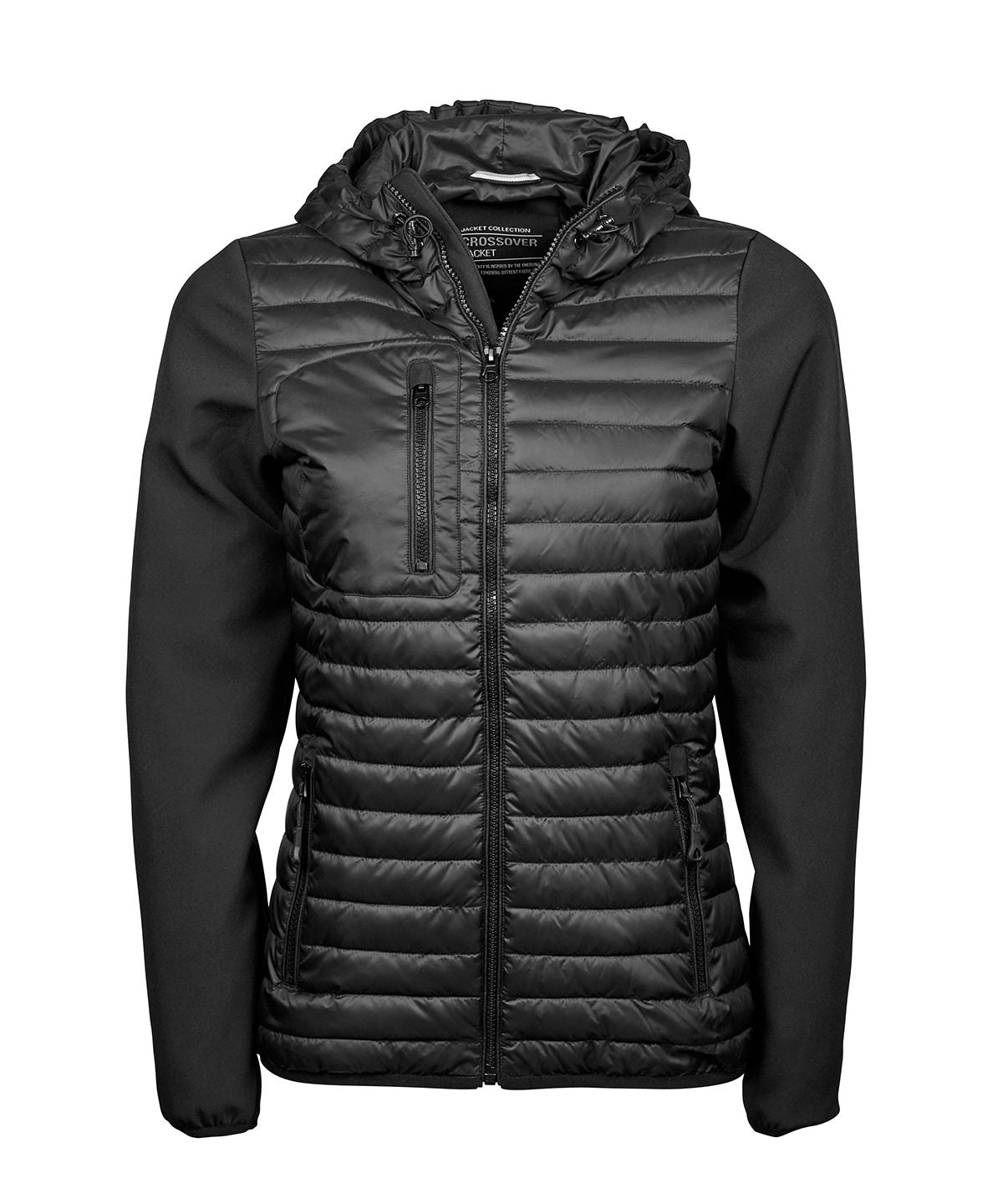 Tee Jays Women’s hooded crossover jacket (9629) Black/Black