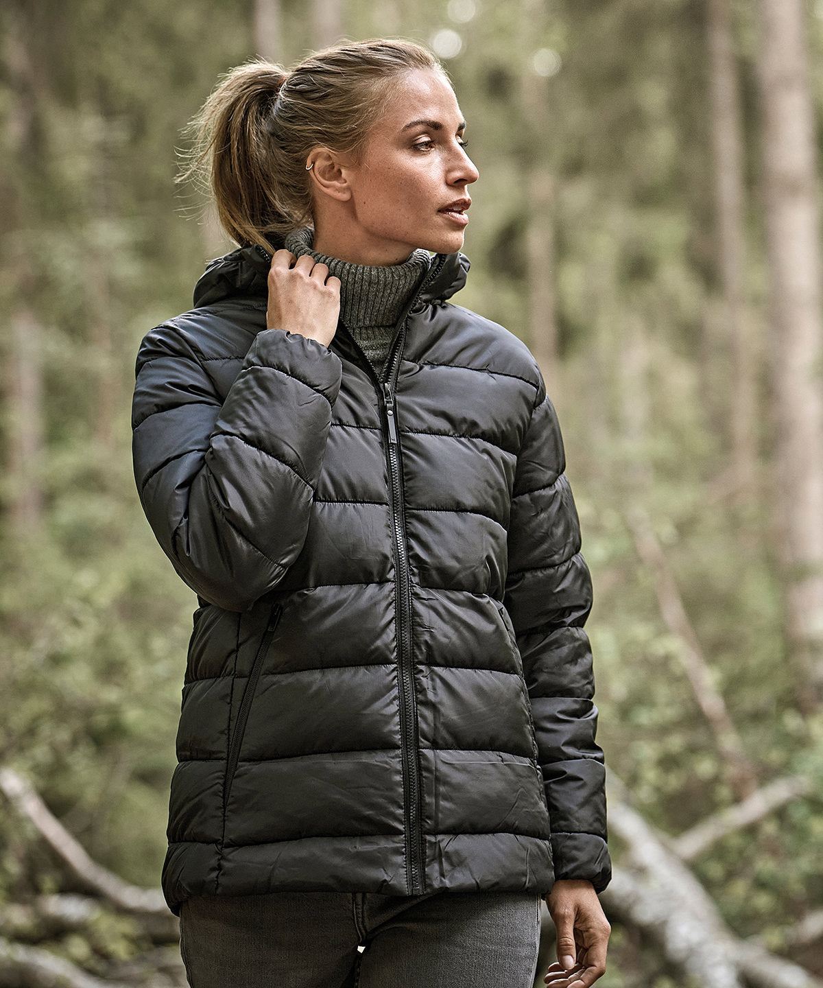 Tee Jays Women’s lite hooded jacket (9647) Black