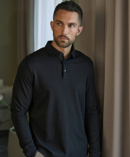 Tee Jays Pima cotton long-sleeve polo (1442) Black