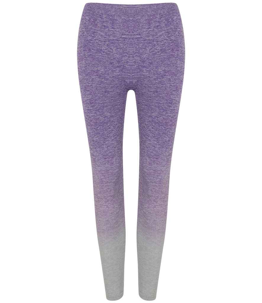 Tombo Ladies Seamless Fade Out Leggings in Purple/Light Grey Marl