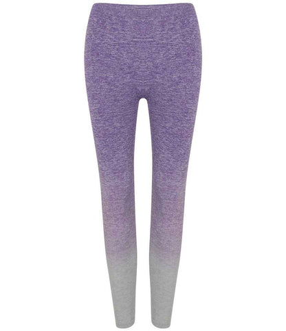 Tombo Ladies Seamless Fade Out Leggings in Purple/Light Grey Marl