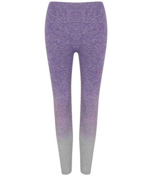 Tombo Ladies Seamless Fade Out Leggings in Purple/Light Grey Marl