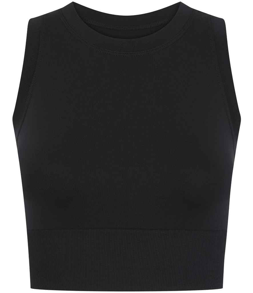 Tombo Ladies Cropped Tank Top in Black
