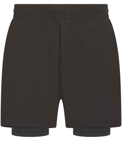 Tombo Double Layer Sports Shorts in Black/Black