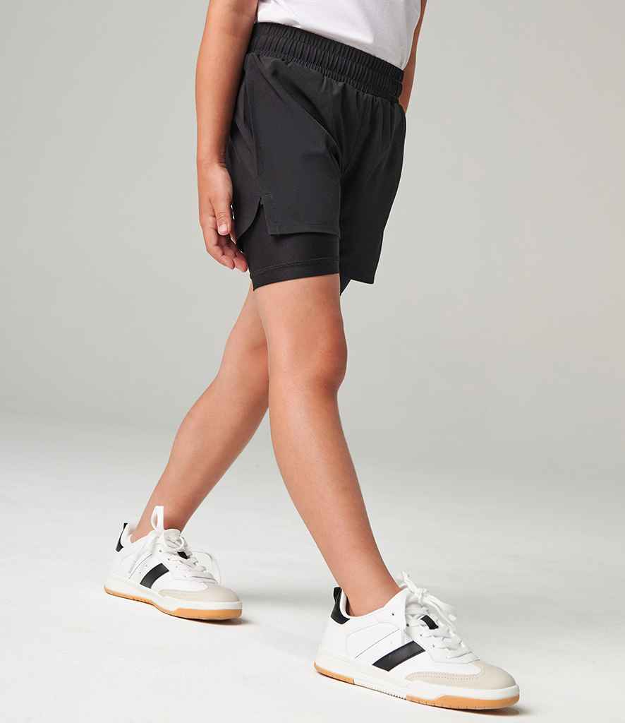 Tombo Kids Double Layer Sports Shorts - model image