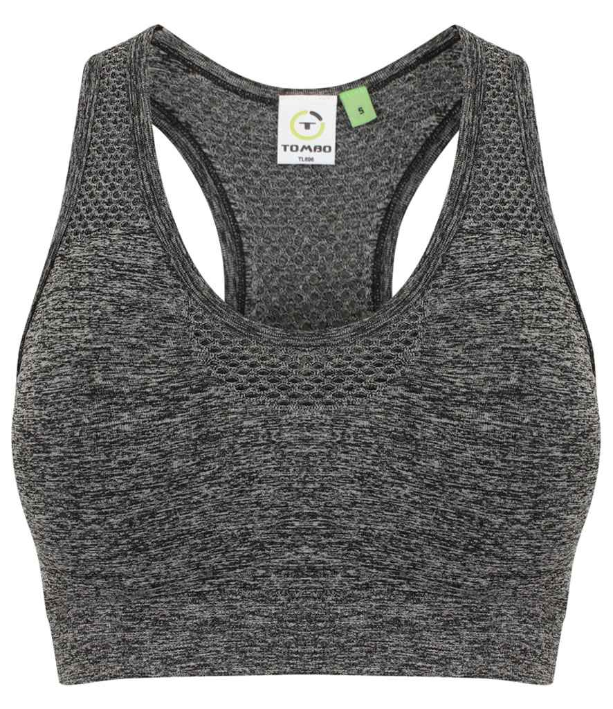 Tombo Tombo Ladies Seamless Crop Top Dark Grey Marl