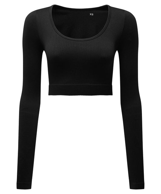 TriDri Women's TriDri® ribbed seamless 3D fit" crop top" Black