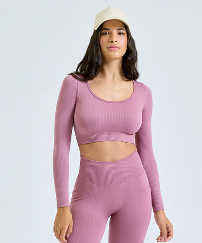 TriDri Women's TriDri® ribbed seamless 3D fit" crop top" Black