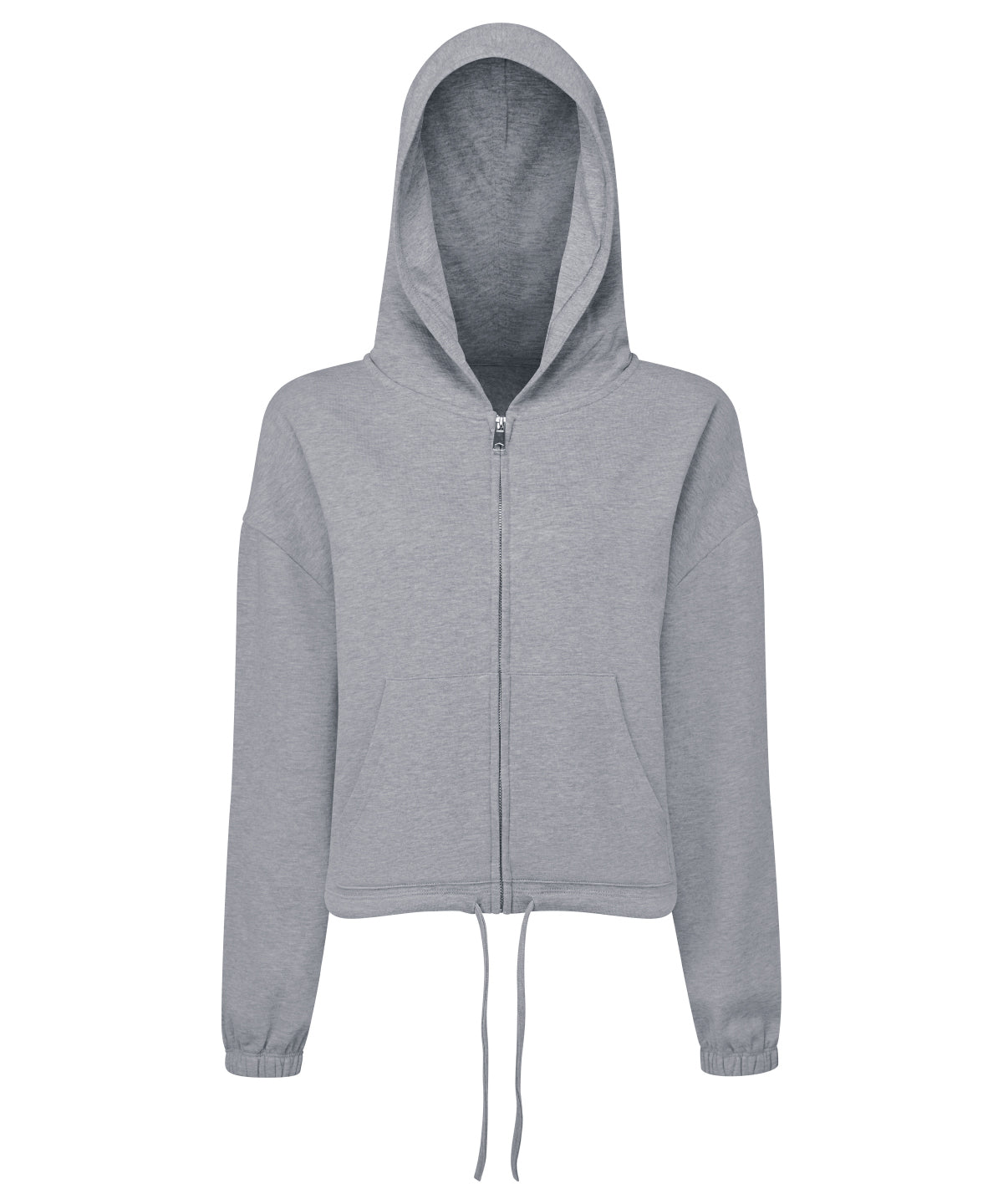 TriDri Women's TriDri® recycled cropped oversize full-zip hoodie Heather Grey