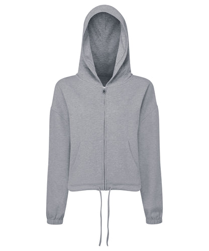 TriDri Women's TriDri® recycled cropped oversize full-zip hoodie Heather Grey